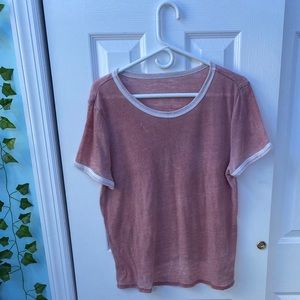 American Eagle Red and white shirt sleeve tee